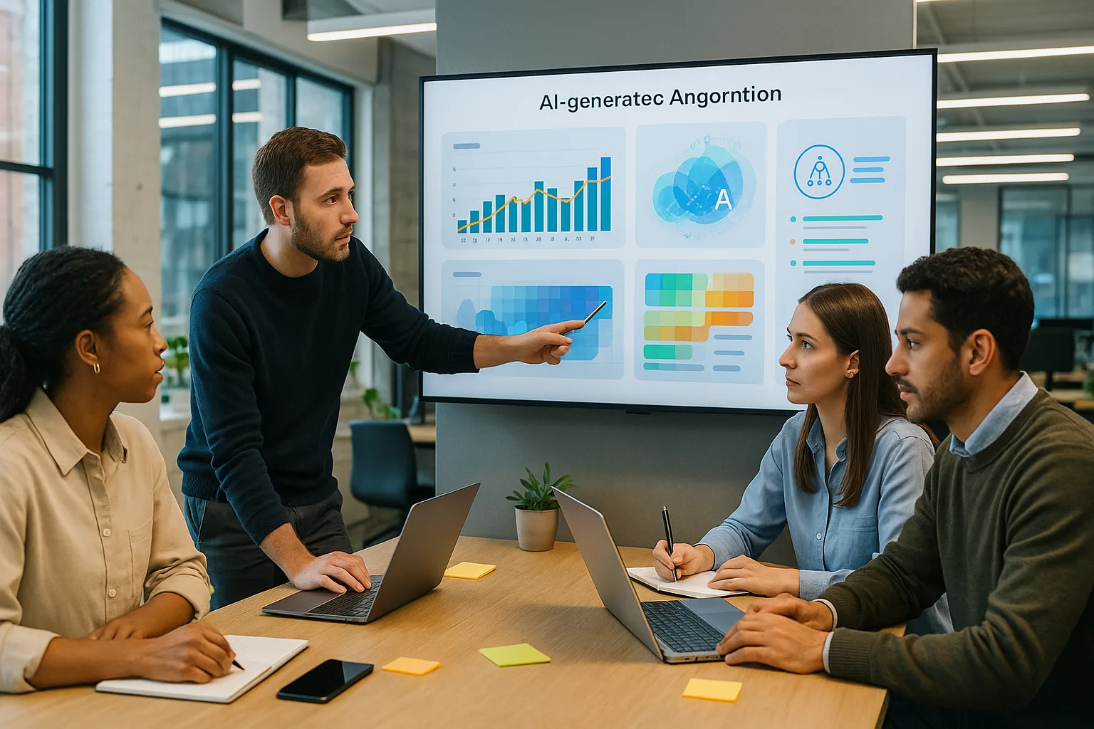 Équipe e-commerce en atelier autour d&rsquo;un écran